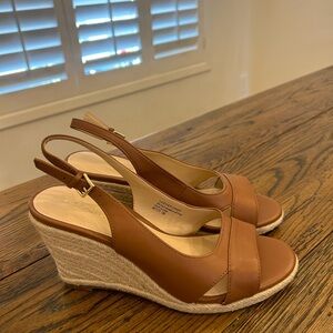 Violet & Red Brown Leather Espadrille Wedge Sandals Slingback Women’s Size 7